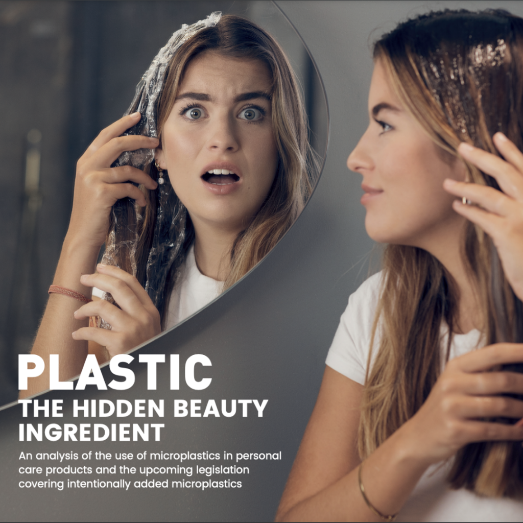 young woman applying plastic on her hair